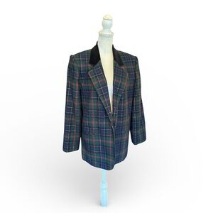 Sag Harbor Vintage Wool Blend Tartan Plaid Blazer 14